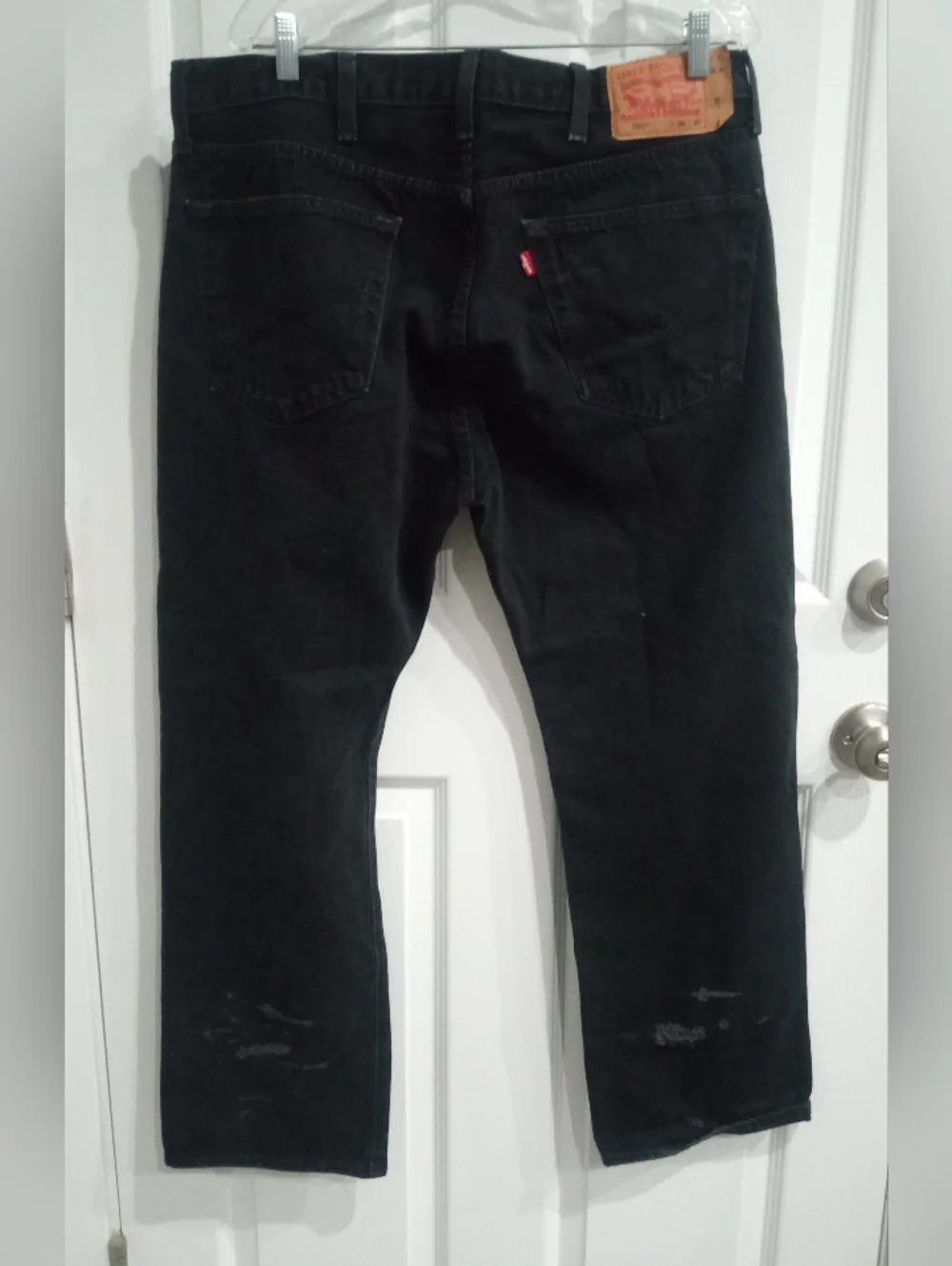 Levi's Black Jeans with Tan Leather Patch